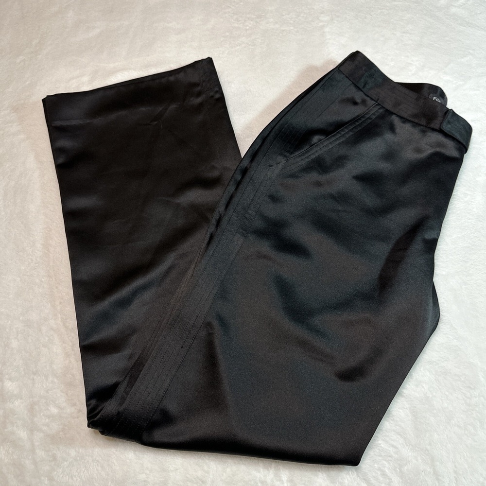 For Joseph Womens Black Tuxedo Pants Boot Cut Size 4 Shiny‎ Flat Front Pockets